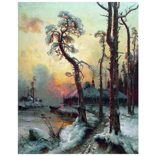          (Winter landscape with river and houses)   30. x 38. 1200