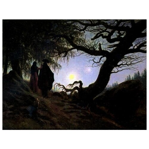         (Man and woman contemplating the moon)    39. x 30. 1210