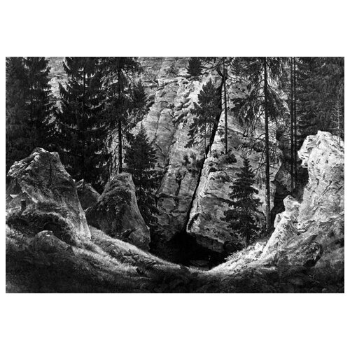     (Caves mit Grabmal (Grab December Arminius, Felsental)    57. x 40. 1880