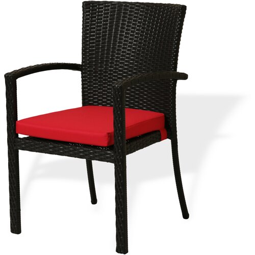 Садовый стул Лерос Malacca, Искусственный ротанг, кресло для улицы, цвет венге, (Ш530хГ620хВ900 мм) (с подушкой) 17800р