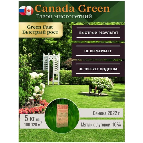 Газонная трава семена быстрый рост 5 кг, Газон Канада Грин 