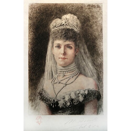 Мария Федоровна, жена Александра III. Гравюра (конец XIX века), Франция 99000р