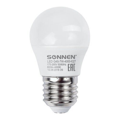   SONNEN, 7 (60) ,  E27, ,   , 30000 , LED G45-7W-4000-E27, 453704 81