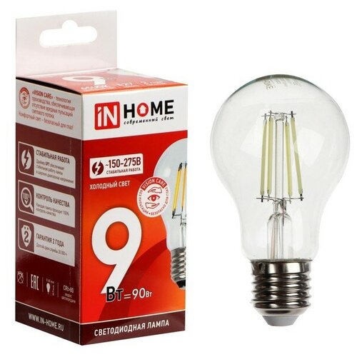����� ������������ IN HOME LED-A60-deco, 9 ��, 230 �, �27, 6500 �, 810 ��, ���������� 9527839 269�