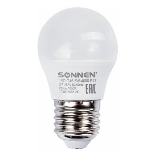   SONNEN, 5 (40) ,  E27, ,   , 30000 , LED G45-5W-4000-E27, 453700, 453700 305