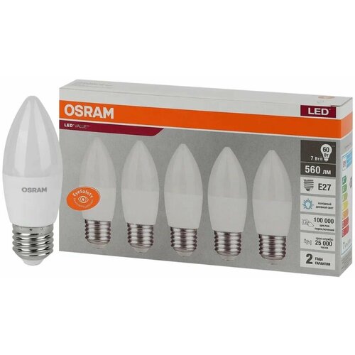 �������� ������������ OSRAM ������ ����� 7�� 220� E27 B 6500� �������� ����� (5��/��), �������� 1��. 572�