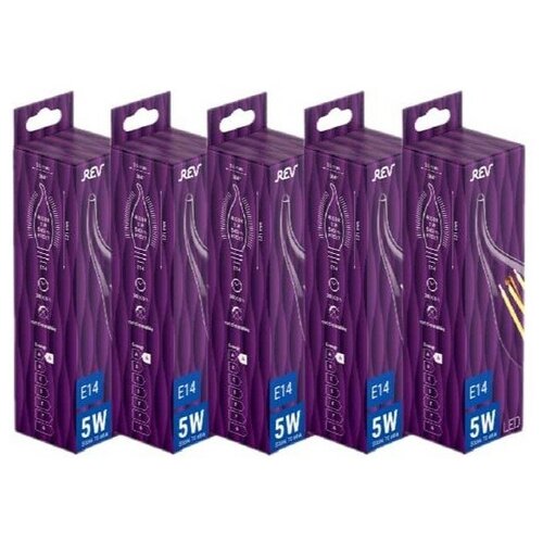   ( 5 .) REV FILAMENT FC37, E14, 5W, 4000K, DECO Premium, 32495 9 650