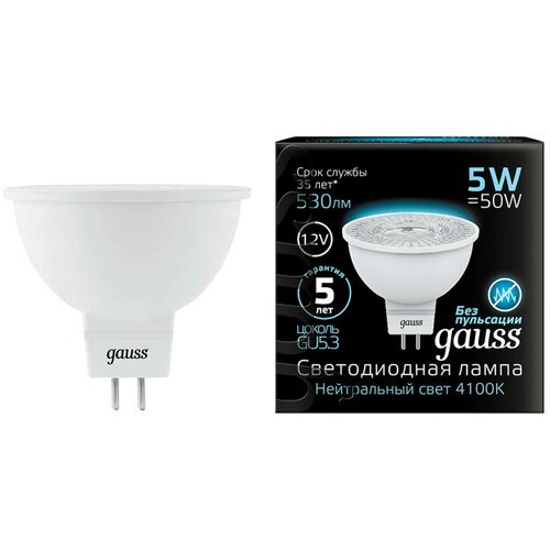 ����� GAUSS MR16 5�� GU5.3 LED 530�� 4100K 12� ��������� 1189�