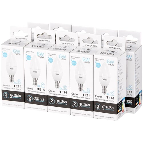   GAUSS LED Elementary Candle 6W E14 4100K ( 10 ) 820