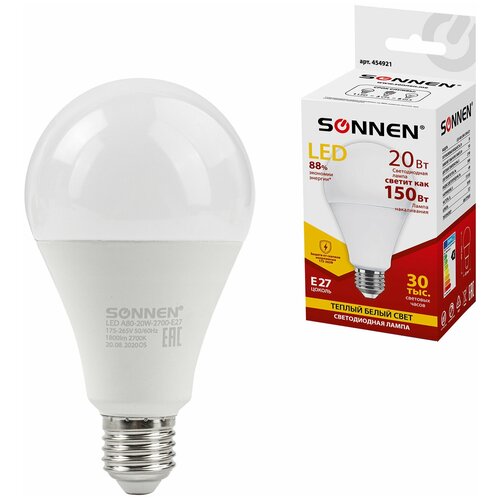  2 .   SONNEN, 20 (150) ,  27, ,  , 30000 , LED A80-20W-2700-E27, 454921 942