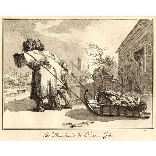 Жан-Батист Лепренс. Русские торговцы рыбой. Гравюра. Франция, 1764 год 99000р