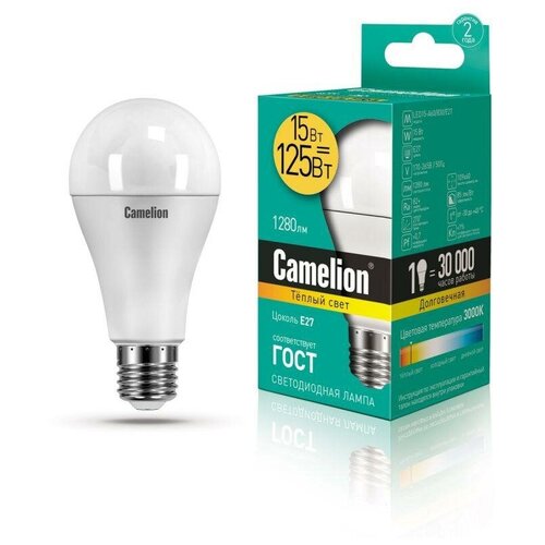 ����� ������������ LED15-A65/830/E27 15�� ����������� 3000� ����. ���. E27 1280�� 170-265� Camelion 12196 / 12185 (7��.� ����.) 1497�
