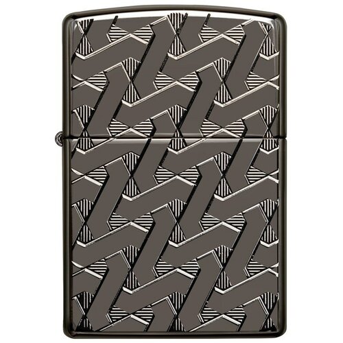    ZIPPO Armor 49173 Geometric Weave Design   High Polish Black Ice -   9860