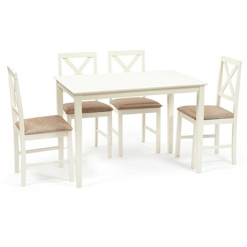   TetChair Hudson Dining Set ivory white, brown gold 27772