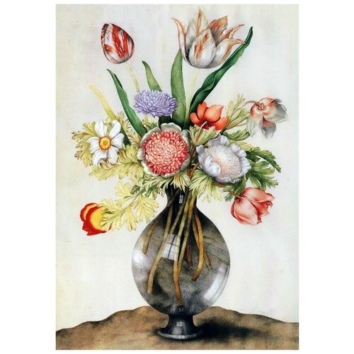        (Bouquet in a transparent vase) 2   30. x 43. 1290