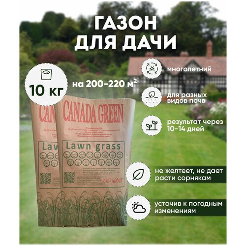Газонная трава семена для дачи 10 кг Канада Грин 