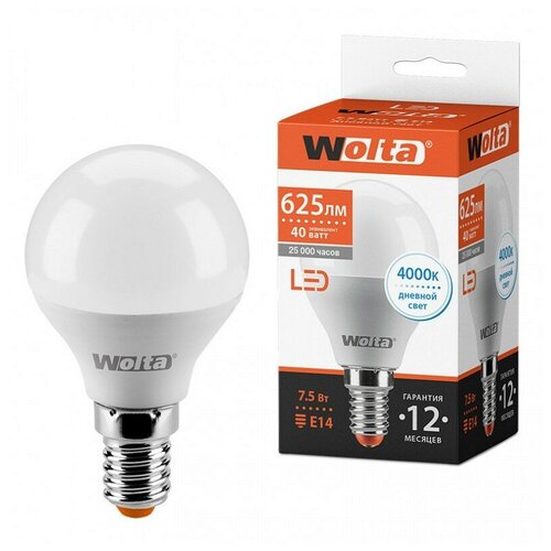  LED GL45 7.5W E14 4000K  Wolta 129