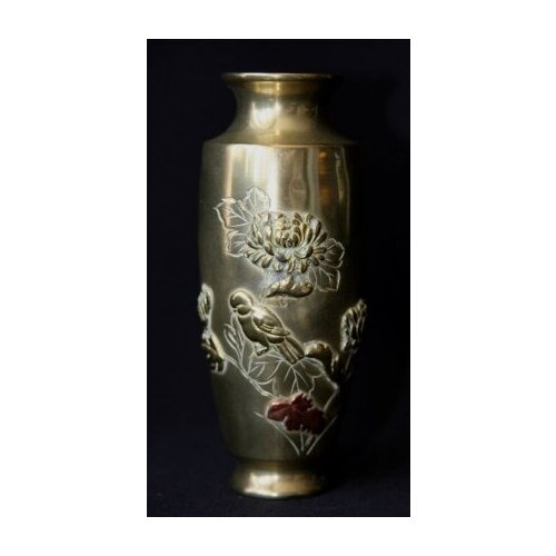 Старинная японская инкрустированная бронзовая вазочка 20000р