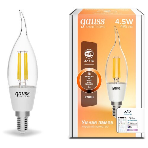����� ����� Wi-Fi GAUSS Smart Home Filament �F35 4,5W 495�� E14 ���������� �������/����������, ����������� 1550�