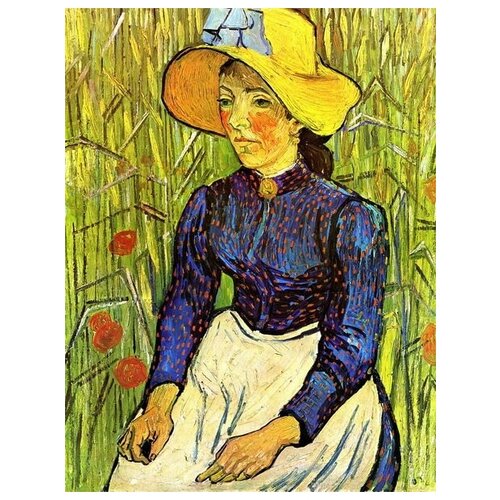            (Young Peasant Woman with Straw Hat Sitting in the Wheat)    30. x 39. 1210