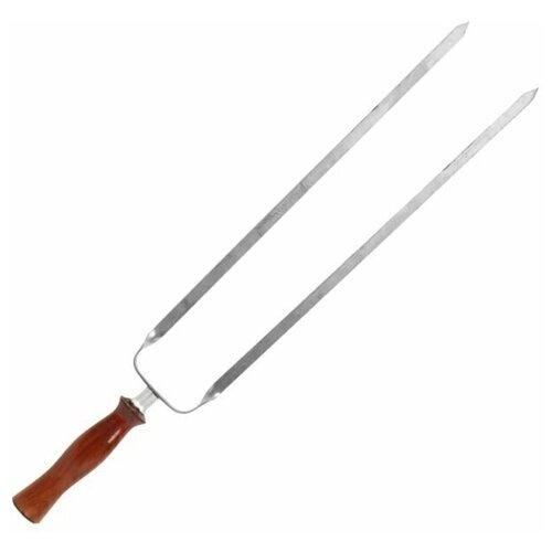 Шампур - вилка металлический 45 см двойной, с деревянной ручкой 709р