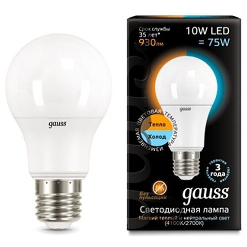 ����� ������������ Gauss LED A60 10W E27 930lm 2700K/4100K CTC 337�