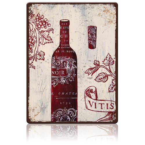 Жестяная табличка Винтажное вино, металл, 30Х40 см 1275р