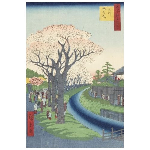     (1856) (One Hundred Famous Views of Edo Blossoms on the Tamagawazutsumi Embankment)   30. x 45. 1340