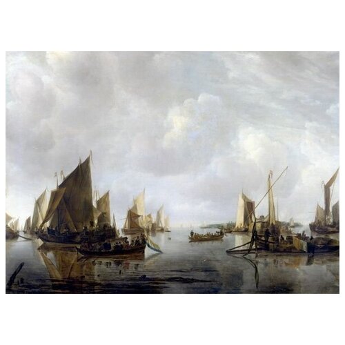        (A River Scene with Dutch Vessels Becalmed)   69. x 50. 2530