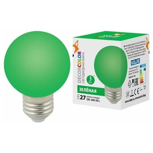 // Volpe LED-G60-3W/GREEN/E27/FR/   .  