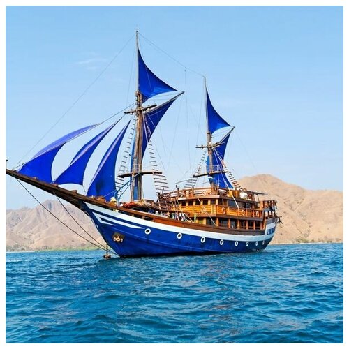        (Ship with blue sails) 40. x 40. 1460