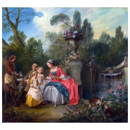         (A Lady in a Garden taking Coffee with some Children)   33. x 30. 1070