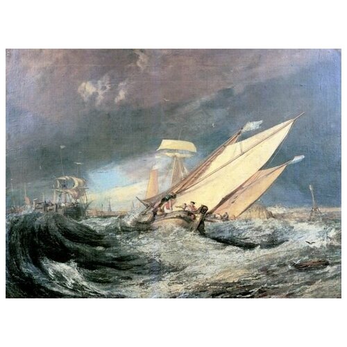          (Fishing Boats entering Calais Harbour) Ҹ  54. x 40. 1810