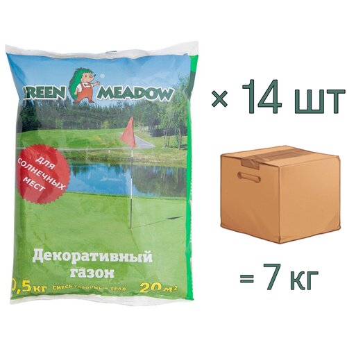 Семена газона декоративный солнечный GREEN MEADOW, 0,5 кг х 14 шт (7 кг) 3627р