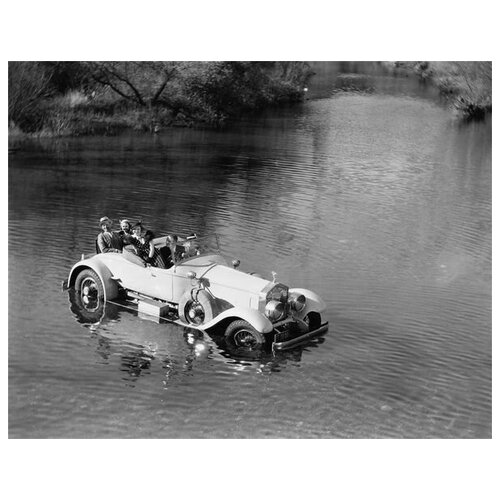        (Retro car in the lake) 38. x 30. 1200