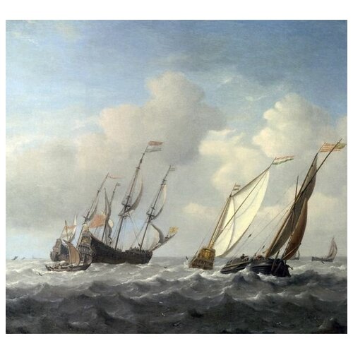     ,     (A Dutch Ship, a Yacht and Smaller Vessels in a Breeze)      65. x 60. 2720