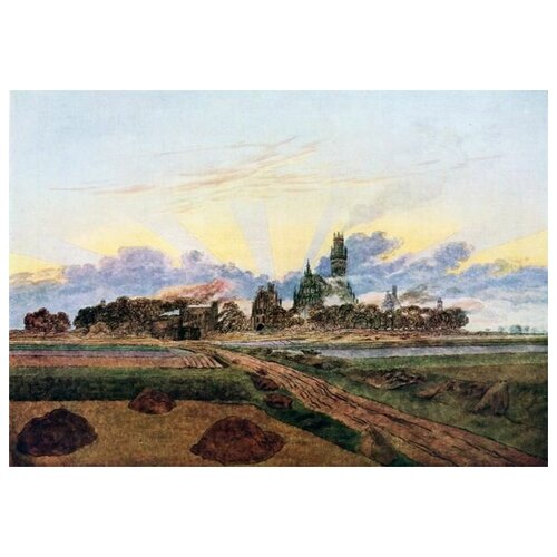       (Neubrandenburg at sunrise)    43. x 30. 1290