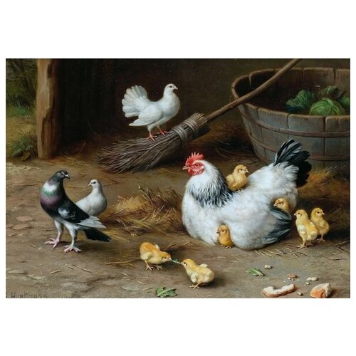       (The hen with her chicks) 72. x 50. 2590