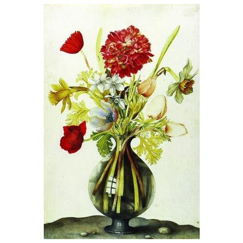          (Giovanna Garzoni flowers in a glass vase)   40. x 60. 1950