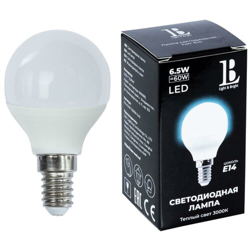 E14-6,5W-3000K-G45  LED ( ) L&B 126