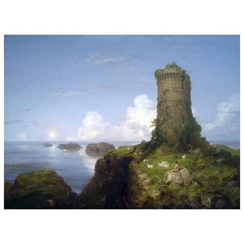        (Italian Coast Scene with Ruined Tower)   41. x 30. 1260