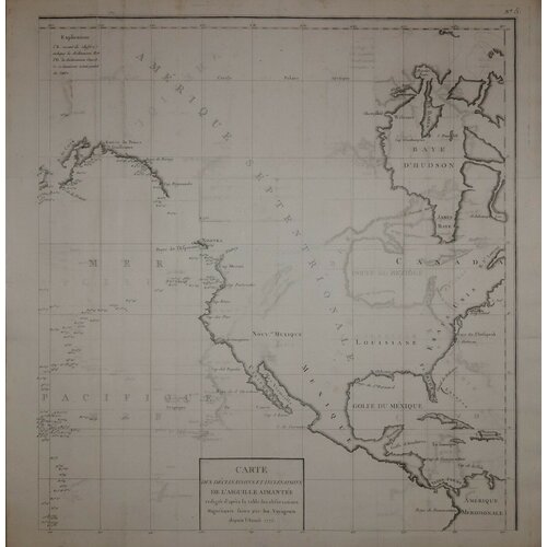 Карта Северной Америки Карта отклонений намагниченной иглы, составленная на основе магнетических наблюдений путешественников с 1775 год 52500р