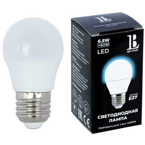 E27-6,5W-4000K-G45  LED ( ) L&B 126