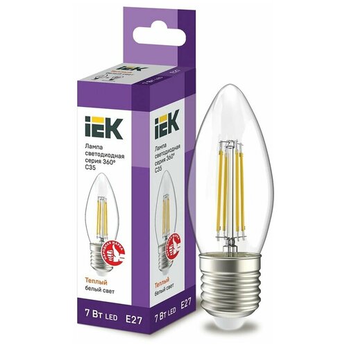 ����� ������������ LED IEK �����, ����� 360�, E27, C35, 7 ��, 3000 K, ������ ���� 1518�