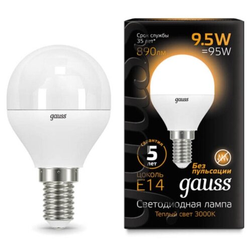   Gauss 9.5W E14  3000K 890lm 105101110 340