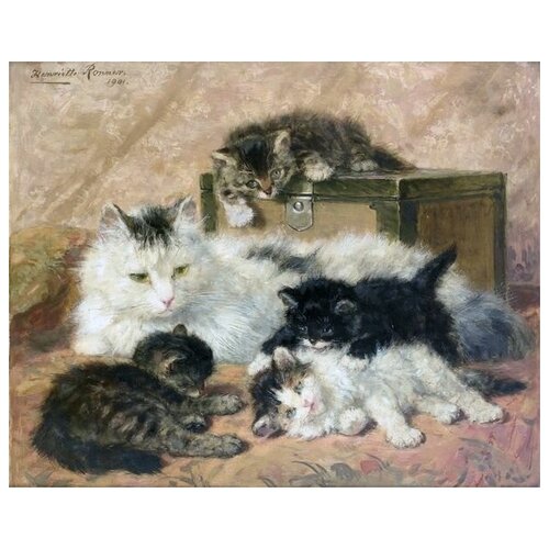        (A cat with kittens) 2   50. x 40.,  1710   