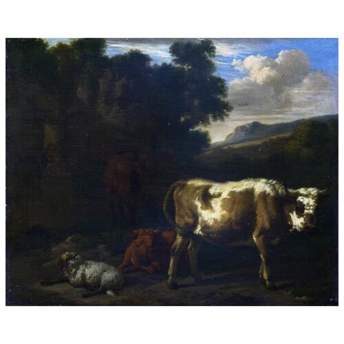    ,,     (Two Calves, a Sheep and a Dun Horse by a Ruin)     50. x 40. 1710