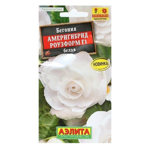 Семена Цветов Бегония Америгибрид Роузформ F1 белая, пробирка, 5 шт 380р