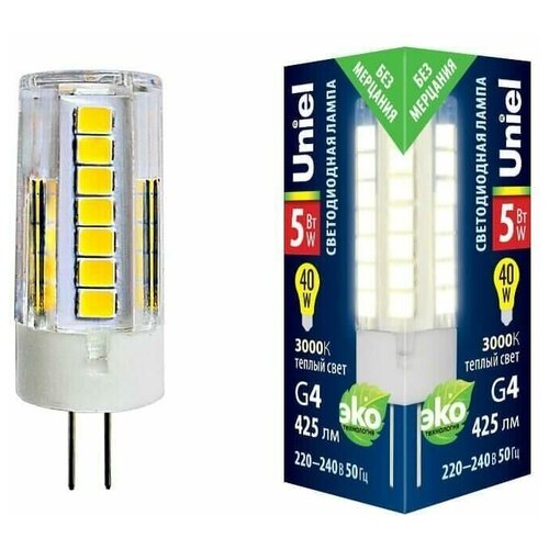    Led-jc-220/5w/3000k/g4/cl Glz09tr .    (3000). .,  396  UNIEL