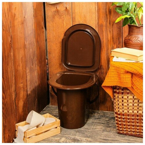 Ведро-туалет, 13 л, со съёмной ручкой, коричневое 814р